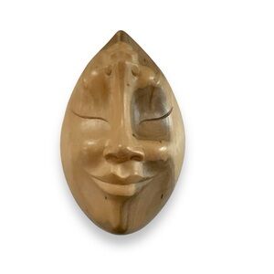 Handcrafted Wood Box Comedy‎ Tragedy Theatre Wooden Carved Trinket Egg Masks